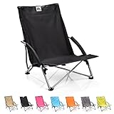 meteor Klappbarer Campingstuhl Sonnenliege Leichter, strapazierfähiger Sitz im Freien Camping Beach Festivals Garten Caravan Trips Angeln Licht Erwachsene Kinder (55 x 66 x 51 cm, Schwarz)