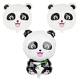 Panda Luftballons Dekorationen, 3 Stück Niedlichen Aluminiumfolie Ballons für Kinder Jungen Mädchen, Panda Thema Geburtstags Party Babyparty Gefallen Dekorationen Supp