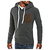 AWDX 2021 Herren Dünner Kapuzenpullover Vintage Patchwork Pullover mit Zipper Casual Rollkragenpullover Hoodie mit Kragen und Reißverschluss Sweatshirt ohne Aufdruck Jacke Oberteil Männer Jung