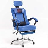 GAOLILI Bürostuhl mit Armlehne Bürostuhl Mesh High Rücken Swivel atmungsaktiv multifunktionale Kopfstütze Doppelkissenbewegungslagergewicht 150kg (Color : Blue)