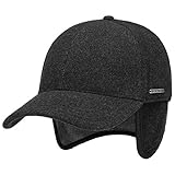 Stetson Vaby Earflap Fullcap mit Kaschmir Herren - Schirmmütze mit Nackenschutz - Baseballmütze mit Ohrenschutz - Wollcap Herbst/Winter - Wintercap anthrazit XXL (62-63 cm)