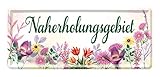 Blechschild Naherholungsgebiet - Schild für Garten Balkon Terrasse Gartenlaube Loggia Gewächshaus Gartenhaus - Hinweis auf Lieblingsplatz oder Erholungsplatz - Türschild Wandschild - 28x12