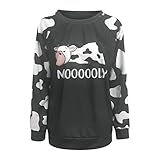 WANGTIANXUE Mooooody Langarmshirt Hemd Damen Rundhals Langarm Bluse Oberteile Kühe Druck Sweatshirt Pullover 2021 Beliebten Cows Cartoon Print Langarmshirts Loose Hemden Blusen Lange Ärmelen T