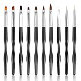 10 PCS Gelnagel Pinsel,gelnägel pinselset,Acryl Gel Pinsel für nägel, Nagel Pinsel Set für Nailart UV Gel Pinsel Nagelzubehö
