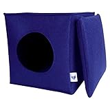 VIIRKUJA Filz Katzenhöhle in Blau inkl. Kissen Passend für z.B. IKEA Expedit & Kallax Regal - Extra Flauschiges Kissen - Besonders stabil und w