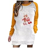 SoLu DAY8 Pulloverkleid Weihnachten Damen Frauen Christmas Gedruckt Langarm Tunika Festliches Longshirt Weihnachten Sweatshirt Pullover Kleid, Weihnachtskleid D