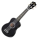 Classic Cantabile US-50 BK Sopranukulele - Ukulele mit 12 Bünden - leichtgängige Gitarrenmechanik - Weiße Nylon-Saiten - Schw