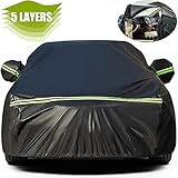 Favoto Autoabdeckung Winter Vollgarage Auto Abdeckplane Staubdicht Wasserdicht Autohülle Autoplane Car Cover für 450-495 cm Limousine Schwarz 490cm x 190cm x 150cm 2.95kg