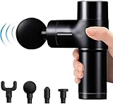 Massagepistole,Deep Tissue Muskel,Mini Massagepistole für Nacken Schulter Rücken Massage Gun Massagegerät Elektrisch Entspannen mit 4 Massageköpfen,4 Geschwindigkeiten Vibrationsgerät, Schw