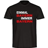 T-Shirt Einmal Bayern, Immer Bayern schwarz Herren Gr. S bis 5XL - Bayern Fußball München Fanartikel, Größe:XL