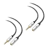 Cable Matters 2er-Pack 1,8m Kopfhörer Verlängerungskabel (3,5mm Klinkenkabel, 4 Polig TRRS Stereo Audio Kabel, 3,5mm Stecker auf Buchse Aux Verlängerungskabel) mit Mikrophon in Schwarz - 1,8