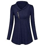 Women's Sweatshirt Crew Neck Pullover Long Sleeve Cotton Printed Top Tops Casual T-Shirts Blouse(Dark Blue, M)