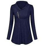 Women's Sweatshirt Crew Neck Pullover Long Sleeve Cotton Printed Top Tops Casual T-Shirts Blouse(Dark Blue, M)