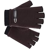 Hotaden Winterhandschuhe, Fingerlose Handschuhe Winter warmes halbes Finger-Finger-Unisex braun für Radfahren Motorrad läuft im F