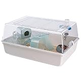 Ferplast Kunststoffkäfig für Hamster und Mäuse Mini Duna Hamster Zweistöckiger kleiner Käfig, Lüftungsgitter, Transparentes Dach, Zubehör inklusive, aus weiß lackiertem Metall, 55 x 39 x 27