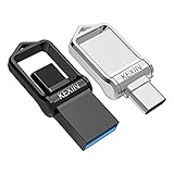KEXIN 64 GB USB-Stick 2 Stück Dual USB C Stick 2-in-1 OTG USB Typ C Flash-Laufwerk Mini Speicherstick USB 3.0 Stick Flash Drive Memory Stick für USB C Handy PC (2er Pack, Schwarz Silver)