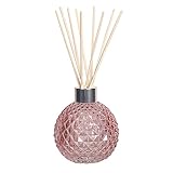 Woodbridge Leeres Duftöl Diffuser Glas zum Selbstbefüllen - Pink - Schickes Diffuser Glas inklusive 50 Stück Rattan Reeds zur Duftverteilung - geruchsneutralisierender L