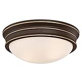 63706 Zweiflammige Deckenleuchte Sophia, 33 cm, von Westinghouse Lighting für Innenbereiche, Ausführung in geölter Bronze mit Akzenten und Opalmilchg