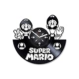 Super Mario Luigi Wanduhr, Vinyl, Dekoration für Schlafzimmer, Wohnzimmer, Kinderzimmer, Geschenk für Kinder, Männer oder F