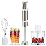 Inkbird Stabmixer Set, 4 in 1 Elektrische Stabmixer mit 6 sechs einstellbaren Stufen, 600 Watt Pürierstab Set mit 600ml Becherglas, Pürier-/Schneebesen, Stabmixer für Babybrei, Suppen und S