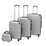 vidaXL Kofferset 4-TLG. Silber Hartschalenkoffer Reisekoffer 4 Rollen Trolley