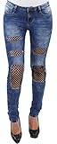 Damen Slim FIT Skinny RÖHREN Stretch HÜFT Jeans Hose BLAU RÖHRENJEANS HÜFTJEANS M-6233 L/40