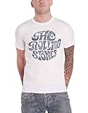 The Rolling Stones T Shirt Vintage 70s Band Logo Nue offiziell Herren Weiß