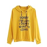 TWIFER Damen Frauen Oansatz Hoodies Pullover Jumper Langarm Brief Print Streetw