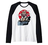 Samurai Cat Japanese Katana Warrior Ninja Schwert Vintage Herren Rag