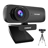 CORNMI Webcam 1080P Full HD mit Stereo-Mikrofon, Streaming Webkamera für Videochat, Aufnahme, Computer, Skype, USB Plug und Play, kompatibel mit Windows, M