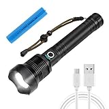 JESTOP XHP70 LED Taktische Taschenlampe, Extrem Hell mit 8000 Lumen Leistungsstark Hohe Reichweite 1000 Meter Leuchtweite Wiederaufladbar mit 26650 Akku für Jagd Rettungseinsätze Suche N