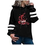 Eaylis Damen Lässiges bedrucktes Langarm-Kapuzen-Sweatshirt, Freizeit Langarmshirt Pullover Teddy-Fleece Plüsch Kapuzenpullover Pulli Streetwear Langarm Sweatshirt H