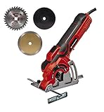 Einhell Mini-Handkreissäge TC-CS 89 (600 W, 7200 min-1, 27 mm Schnitttiefe, 10 mm Sägeblattaufnahme, Spindelarretierung, TCT Sägeblatt, Parallelanschlag)