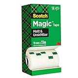 Scotch Magic Klebeband – Vorteilspack 14 Rollen 19mm x 33m, Allzweck-Klebeband für die Reparatur, Etikettierung und zum Verschließen von Dok