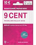 Telekom MagentaMobil Prepaid Basic SIM-Karte ohne Vertragsbindung I 9 Ct pro Min und SMS in alle dt. Netze, EU-Roaming I Dayflat für Highspeed-Surfen mit LTE Max (1,49 EUR/24h) 10 EUR Startguthab