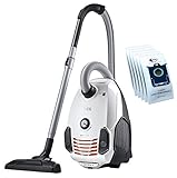 AEG VX6-2-IW-5 Staubsauger mit Beutel / 360° drehbare Räder / Zusatzdüsen und Staubbeutel / für Hart- und Teppichböden / 800 Watt / 9 m Aktionsradius / Ergo-Handgriff / neue technische Version / weiß