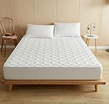 XLMHZP Queen Matratze Polsterbezug, Clip Gesteppte Passform atmungsaktiver Matratzenbezug kann auf 30 cm Deepcotton Matratze Medium Schutzhülle-A_150x200cm + 30cm gedehnt W