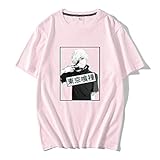 JIANMIN Anime Cartoon T-Shirt Herren Kaneki Tokyo Ghoul T-Shirt Ästhetische Baumwolle Cool Kurzarm Sportwear Harajuku Streetwear Sommer Tops Kleidung Fans Outlook (Farbe: Pink, Größe: 3XL)
