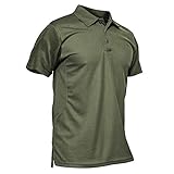 KEFITEVD Tactical Shirt Herren Kurzarm Polo Shirt Leicht Sommer T-Shirt Regular Fit Militär Bundeswehr Tshirt mit Polo Kragen Männer Sport Tshirts Dunkeloliv XL