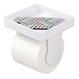 mDesign Toilettenpapierhalter für die Wand inkl. Ablage – praktischer WC Rollenhalter aus Kunststoff mit Fach für Feuchttücher etc. – Papierrollenhalter für das Badezimmer mit Wandhalterung – W