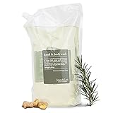 Jean & Len Duschgel & Handseife flüssig | Made in Germany | Rosemary & Ginger Seife flüssig | Veganer Flüssigseife Nachfüllpack ohne Silikone, Parabene & Mikroplastik | Seife Nachfüllbeutel 1,5L