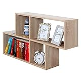 RICOO Wandregal (WM051-ESM) 100 x 53 x 20 cm Holzregal Eiche Sonoma Matt Bücherregal Organizer Bücherschrank Wandboard Pflanzenregal W