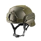 OneTigris Mich 2000 Aktion Version Taktische Helm ABS Helm mit NVG Halterung und seitliche Schienen (Armee Grün)