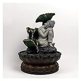 Tischplattenbrunnen Handgemachtes sitzendes schlafendes schlafendes buddha statue lauf wasser led fountain zen wohnzimmer feng shui waterscape ornamente hause handwerk Füllfederbundungsdek
