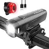 LED Fahrradlicht, Weofly LED Fahrradbeleuchtung StVZO akku Fahrradlampe USB Fahrradlicht Vorne Rücklicht Fahrrad Licht Set, IPX5 Wasserdicht 2600Amh Licht für Fahrrad Beleuchtungs-Set 16 Std. L