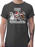 Weihnachten & Silvester Geschenke Party Deko - Frohe Weihnachten mit Dabbing Figuren - weiß - L - Dunkelgrau - t-Shirt mit Spruch Herren - L190 - Tshirt Herren und Männer T-S