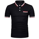 Polo T Shirt Top Bluse Mode Persönlichkeit Herren Sommer Casual Slim Kurzarm (XL,2schwarz)