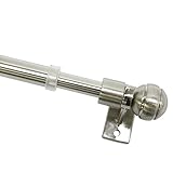 GARDINIA Caféhausstange inkl. 2 Träger und Befestigungsmaterial zum Schrauben, Ausziehbar, Durchmesser 8/10 mm, Länge 40-60 cm, Edelstahl-Optik