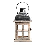 NZXVSE Dekorative Laternen, Kerzenhalter aus Holz, rustikale Kerzenlaterne, Vintage-dekorative Laternen, Heimdekoration, Windlicht für Innen- und Außenbereich, Terrassendek