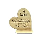 KS Laserdesign Deko Herz mit Spruch zur Freundschaft und persönlicher Gravur - Personalisiert mit Name, Dekoration, Geschenkidee, Beste Freunde & Freundin, Geburtstag, W